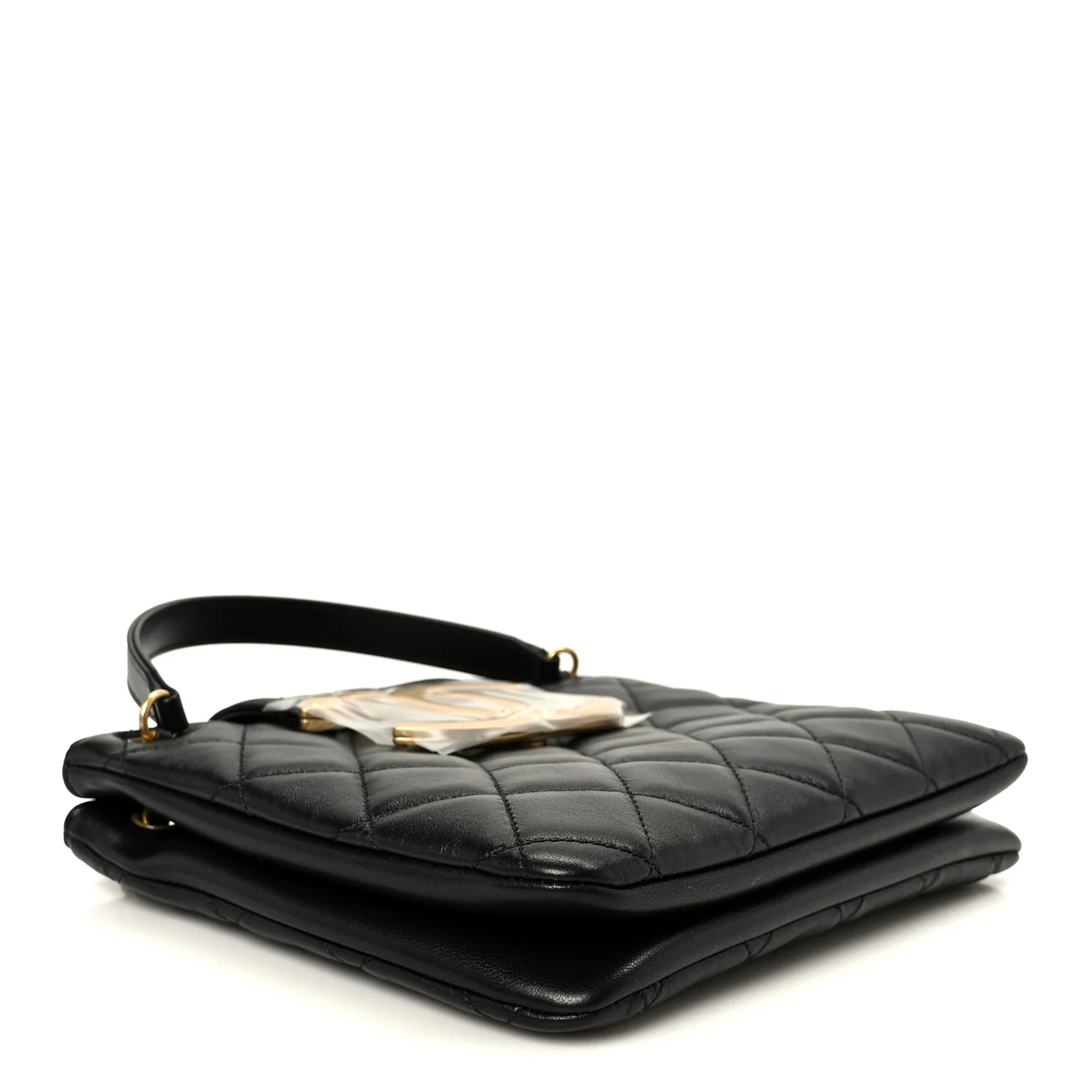 Lambskin Quilted Giant CC Shoulder Bag Black - Image 4