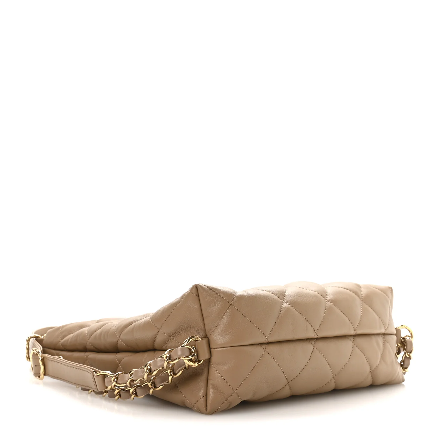 Lambskin Quilted Hobo Beige - Image 3