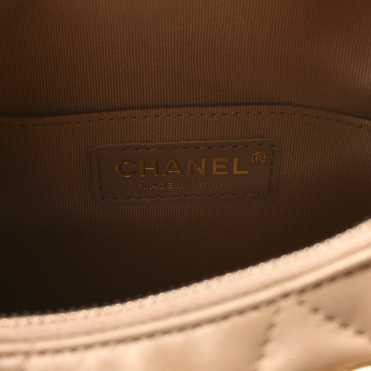 Lambskin Quilted Hobo Beige - Image 5