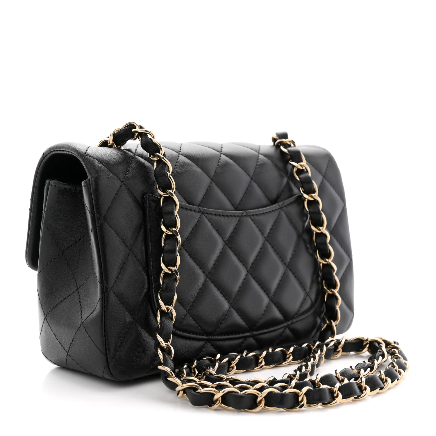 Lambskin Quilted Hollywood Charms Mini Rectangular Flap Black - Image 3