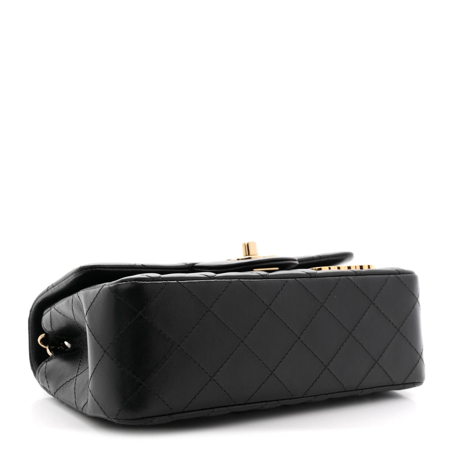 Lambskin Quilted Hollywood Charms Mini Rectangular Flap Black - Image 4