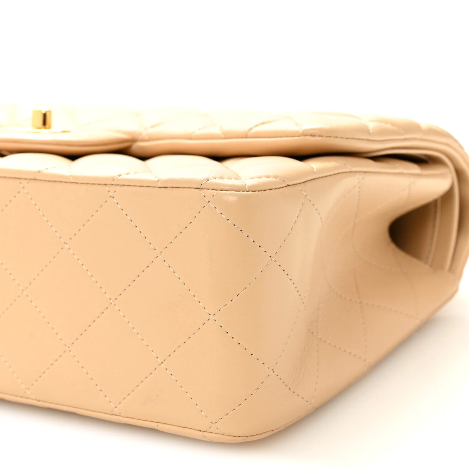 Lambskin Quilted Jumbo Double Flap Beige - Image 10