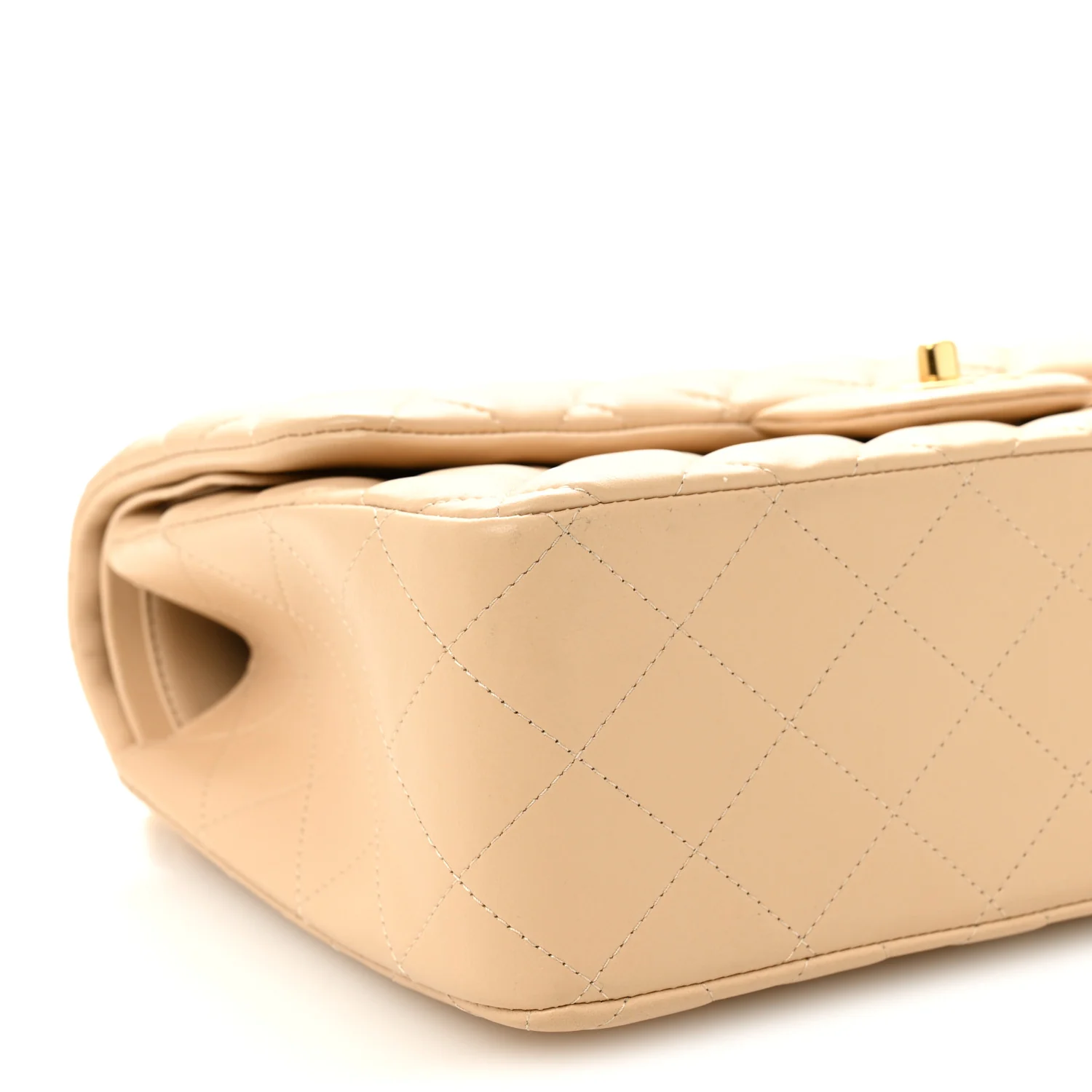 Lambskin Quilted Jumbo Double Flap Beige - Image 9