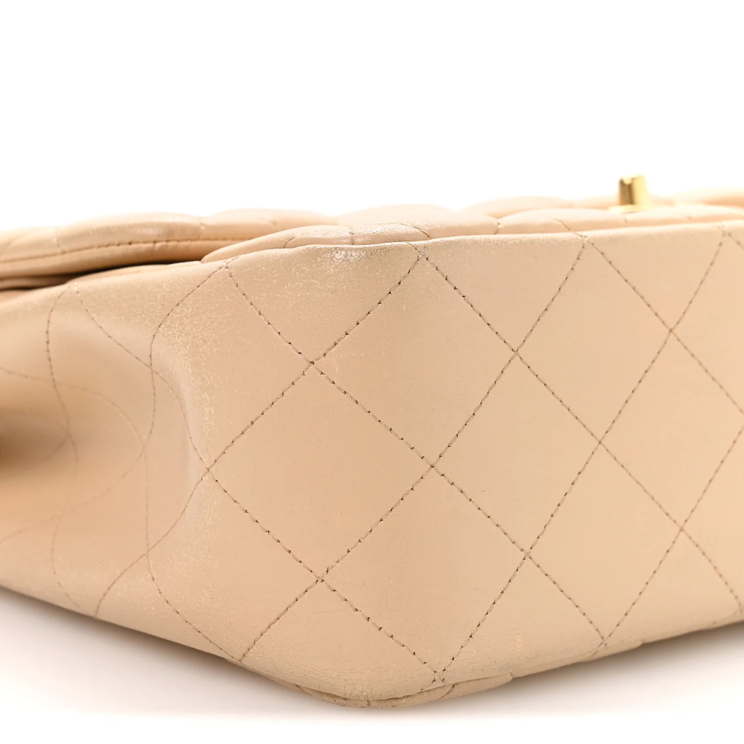 Lambskin Quilted Jumbo Double Flap Beige - Image 9