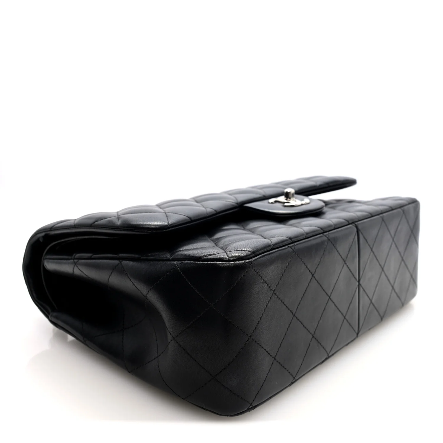 Lambskin Quilted Jumbo Double Flap Black - Image 4