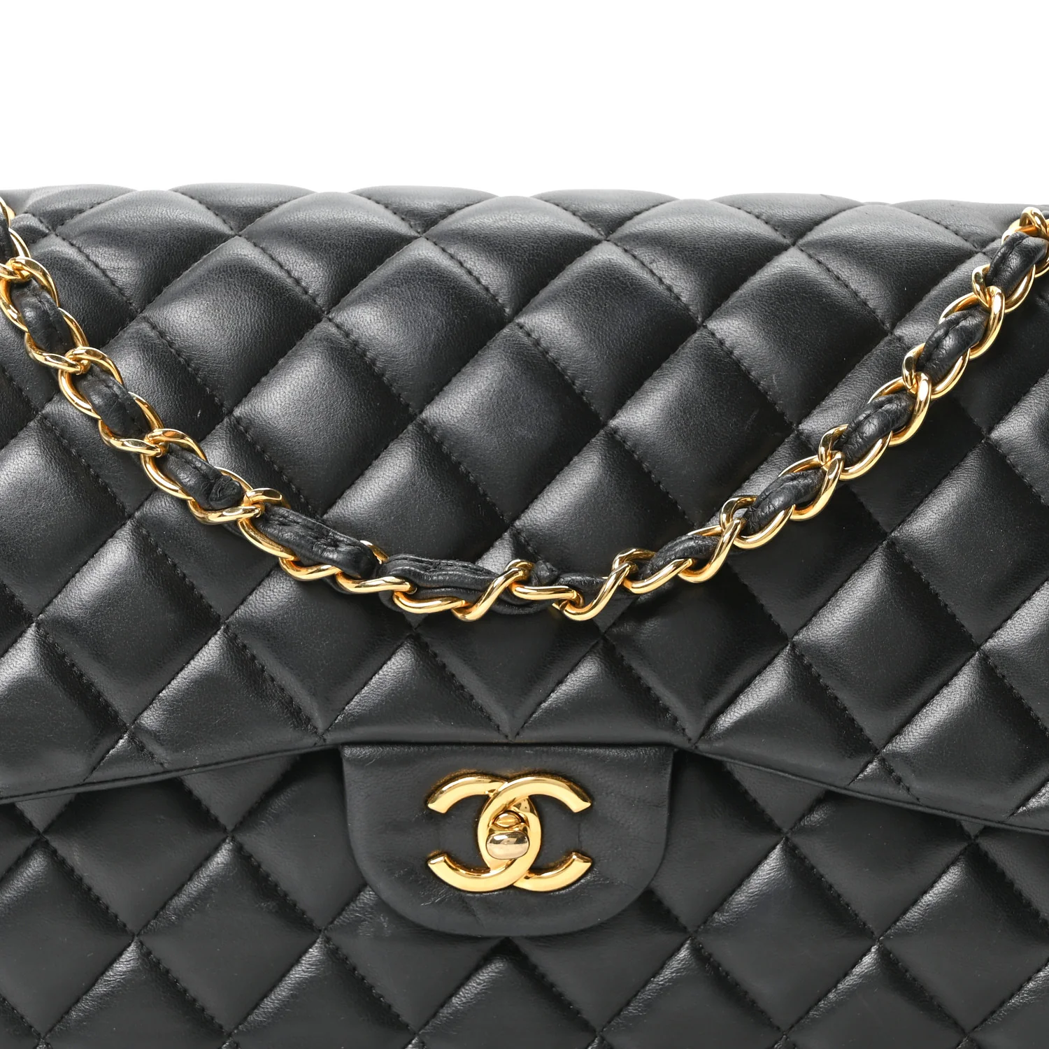 Lambskin Quilted Jumbo Double Flap Black - Image 8