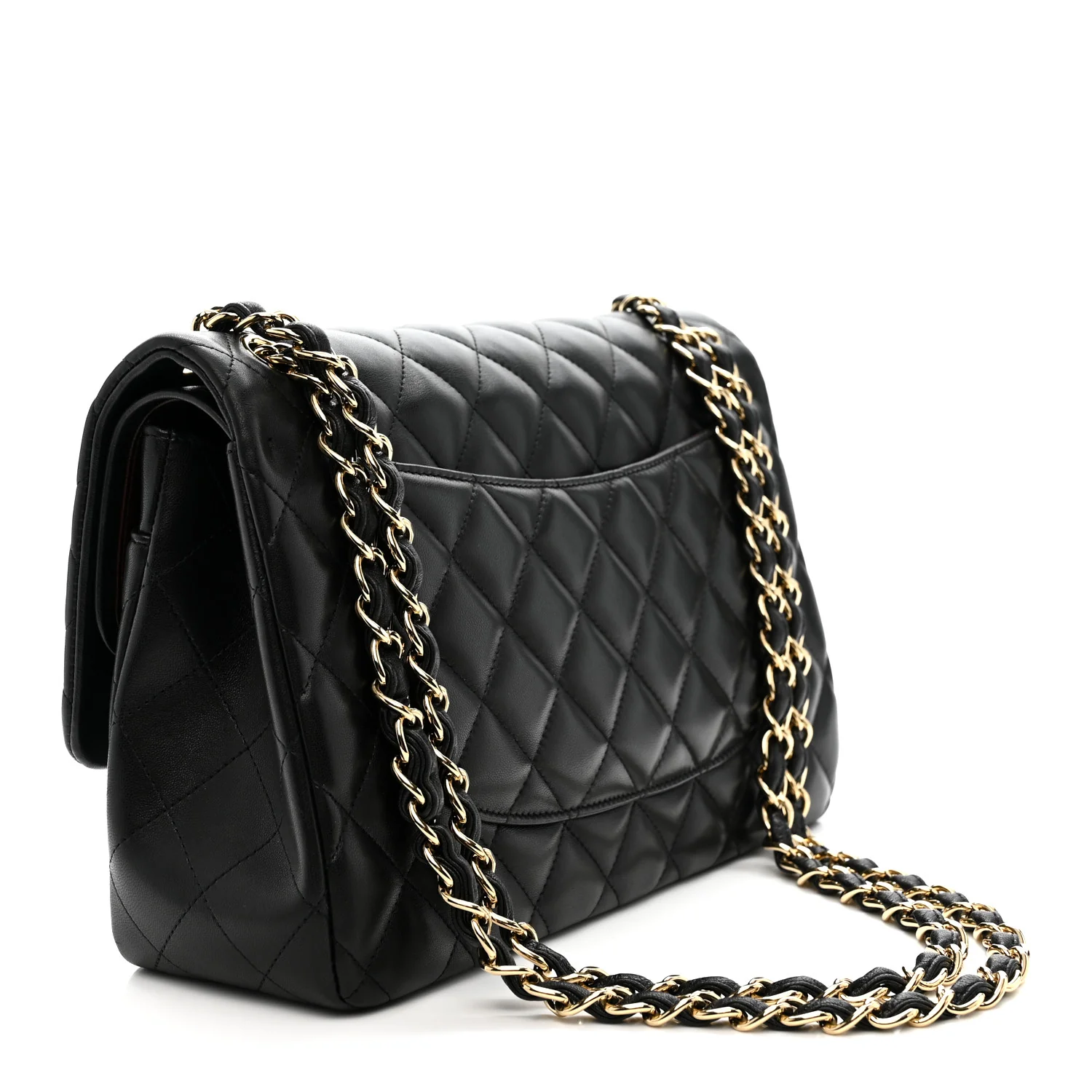 Lambskin Quilted Jumbo Double Flap Black - Image 3