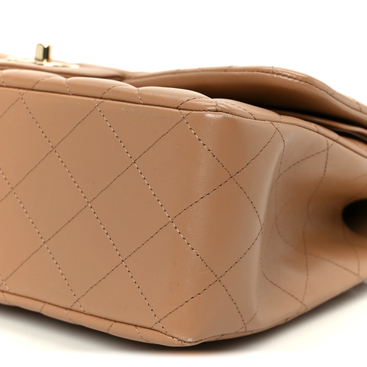 Lambskin Quilted Jumbo Double Flap Dark Beige - Image 11