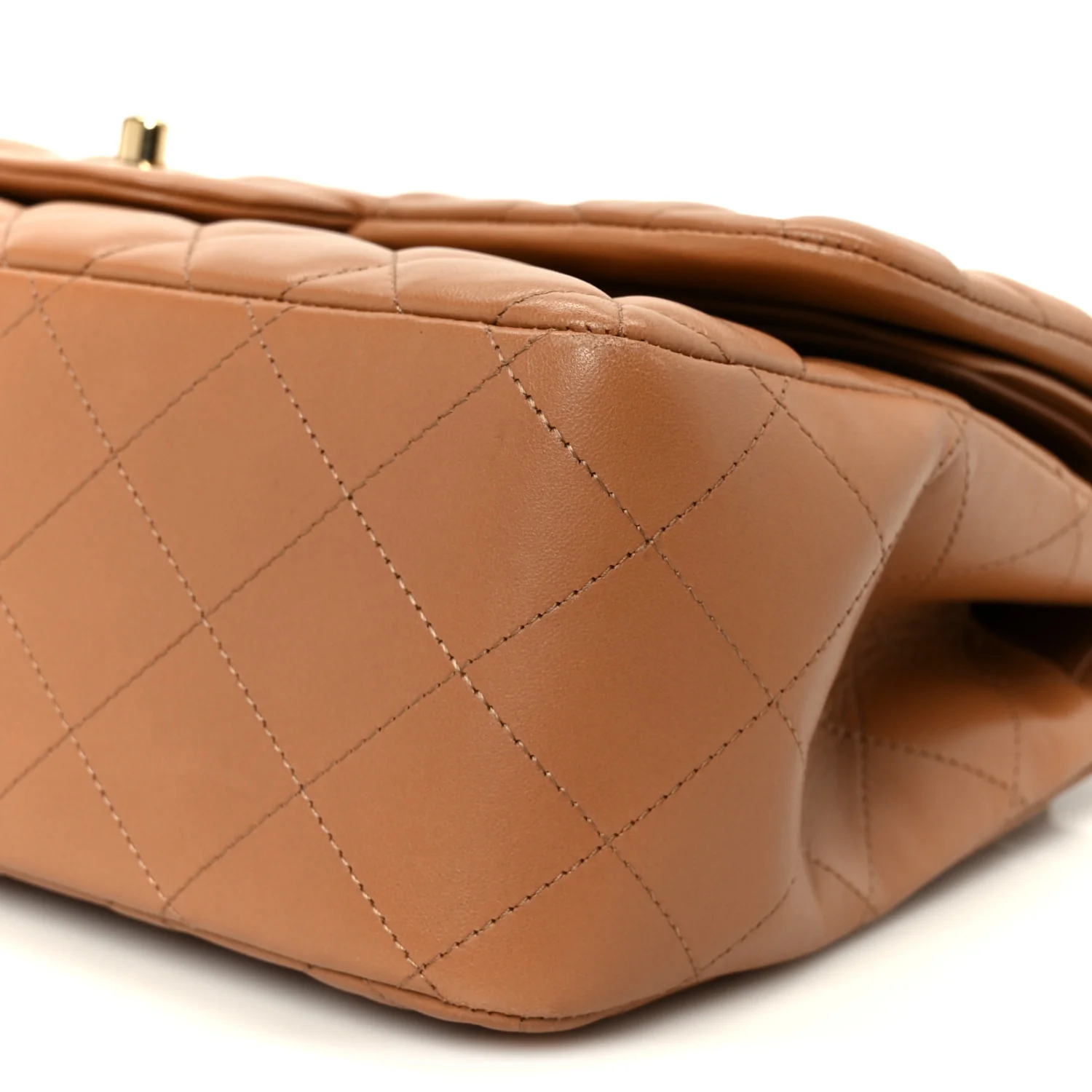 Lambskin Quilted Jumbo Double Flap Dark Beige - Image 11