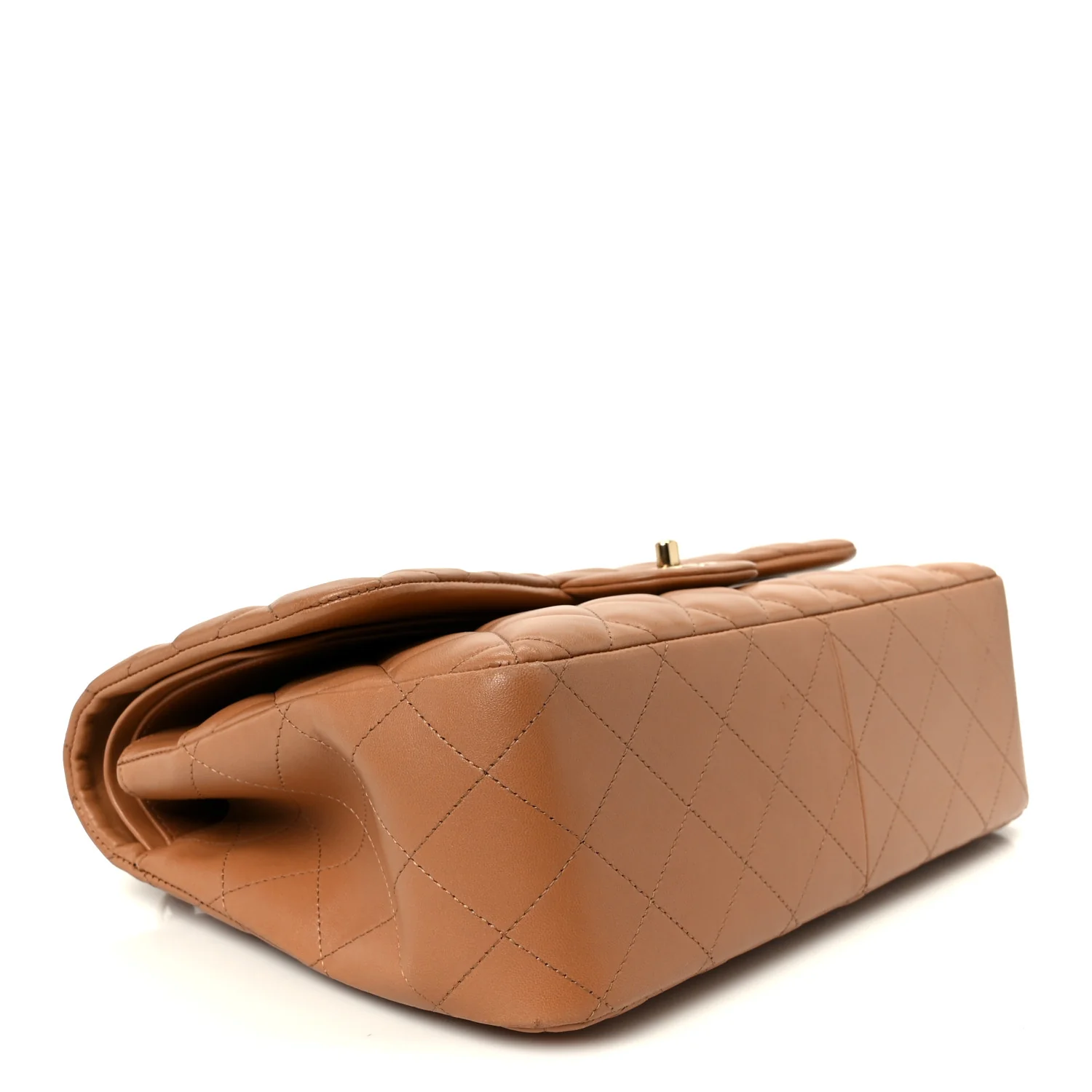 Lambskin Quilted Jumbo Double Flap Dark Beige - Image 4