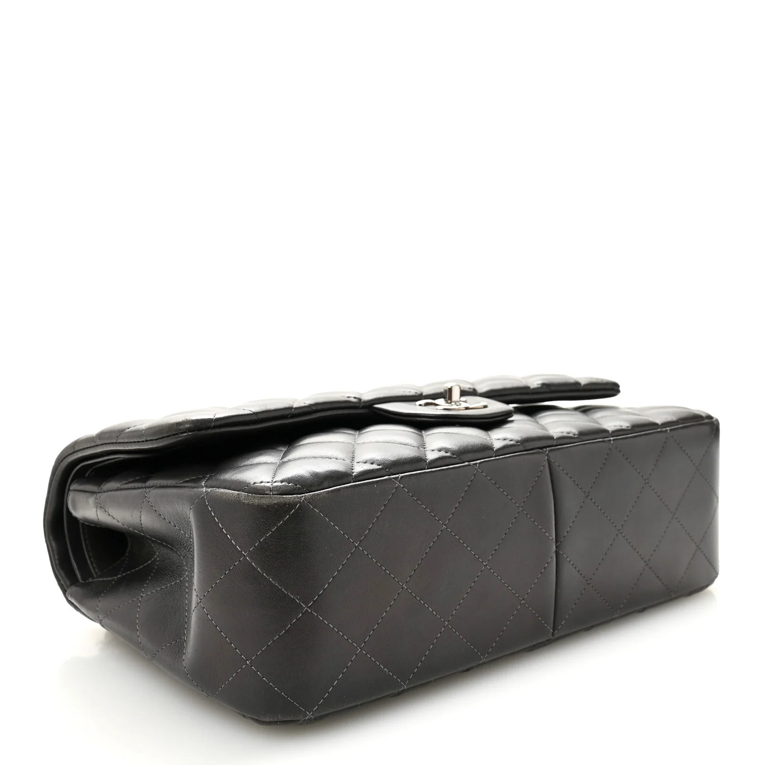 Lambskin Quilted Jumbo Double Flap Dark Grey - Image 4