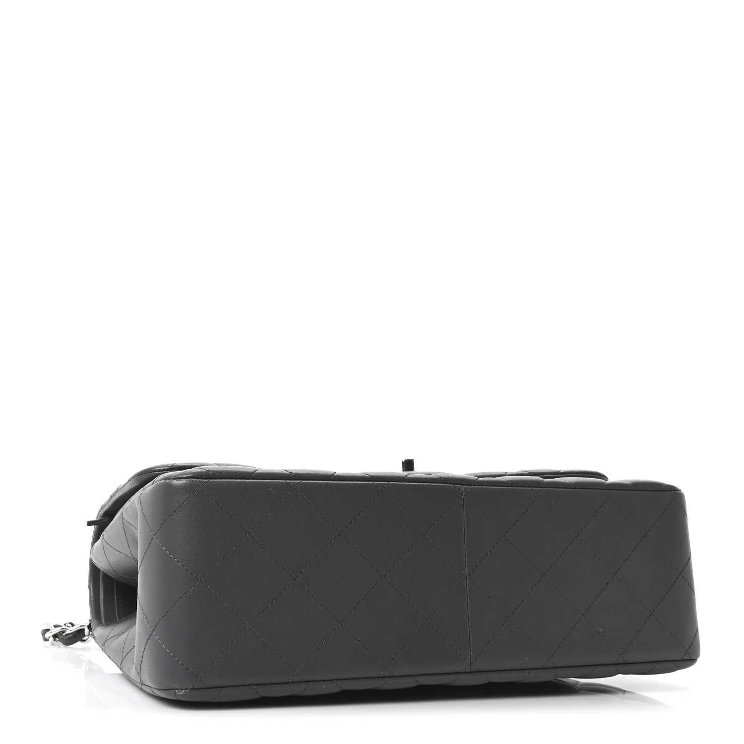Lambskin Quilted Jumbo Double Flap Dark Grey - Image 4