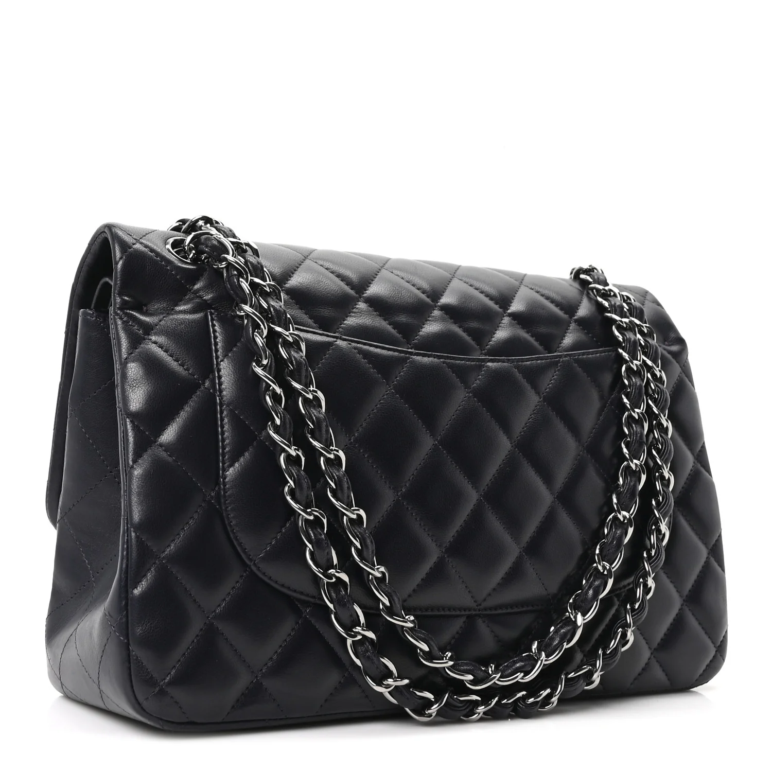 Lambskin Quilted Jumbo Double Flap Navy - Image 3