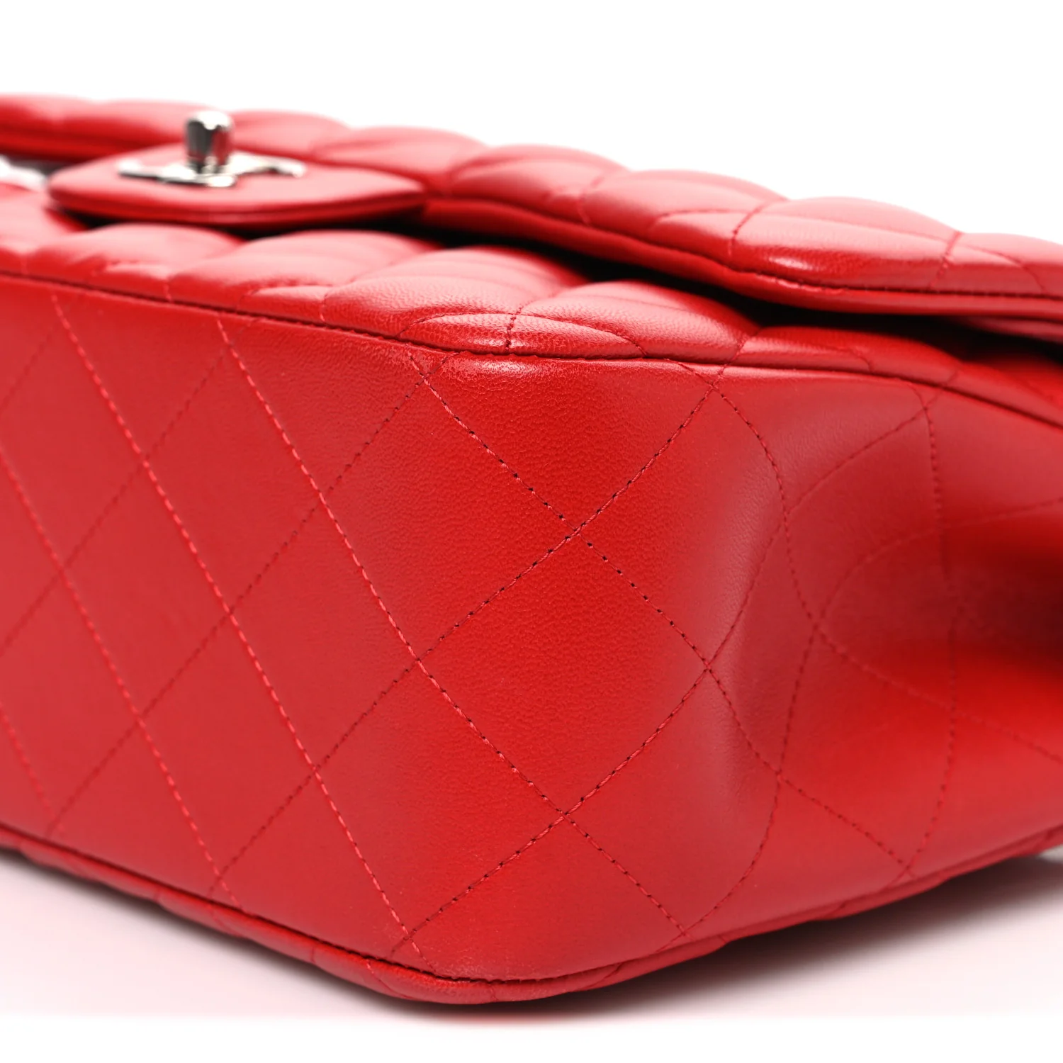 Lambskin Quilted Jumbo Double Flap Red - Image 9