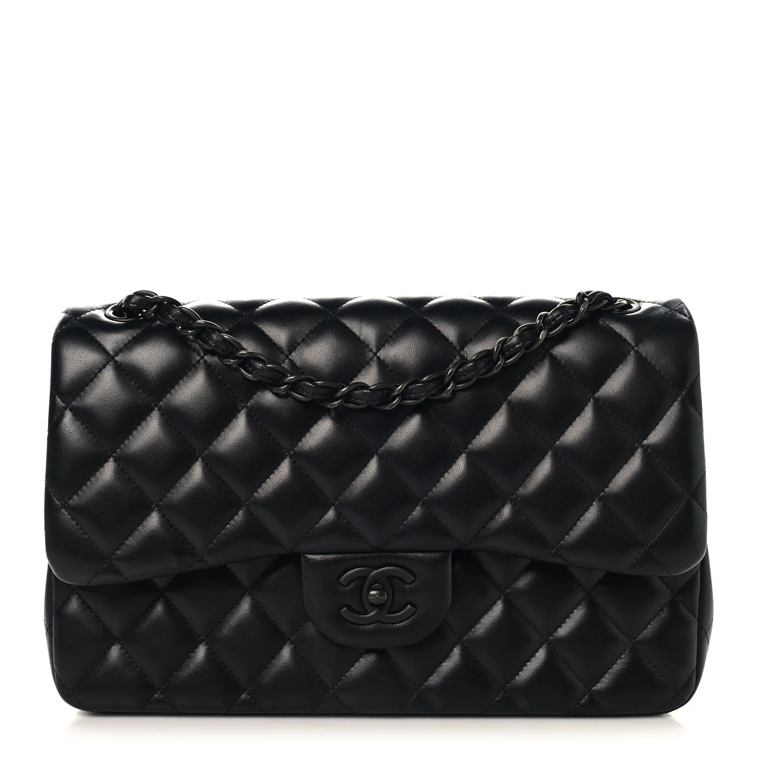 Lambskin Quilted Jumbo Double Flap So Black