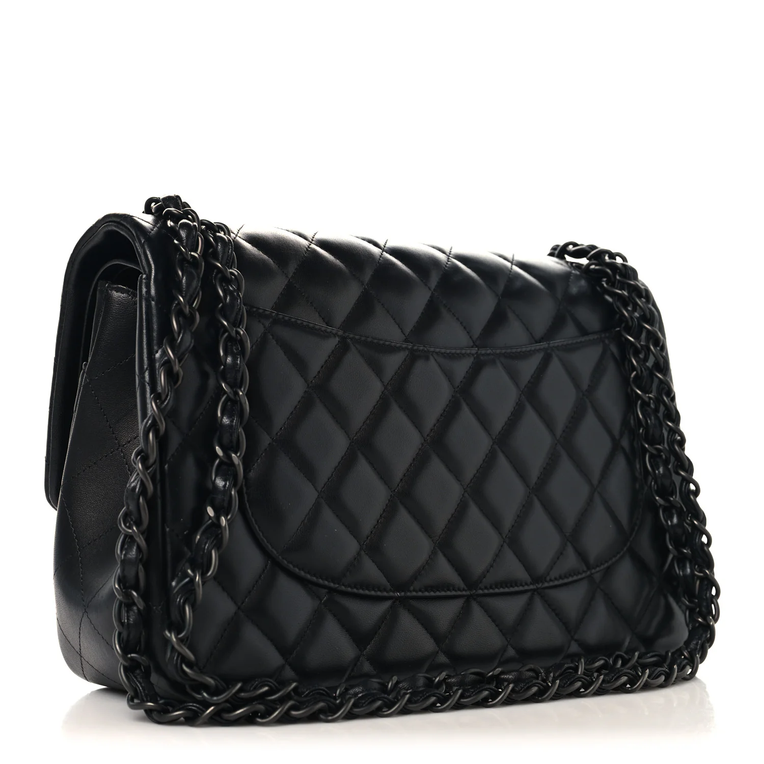 Lambskin Quilted Jumbo Double Flap So Black - Image 3