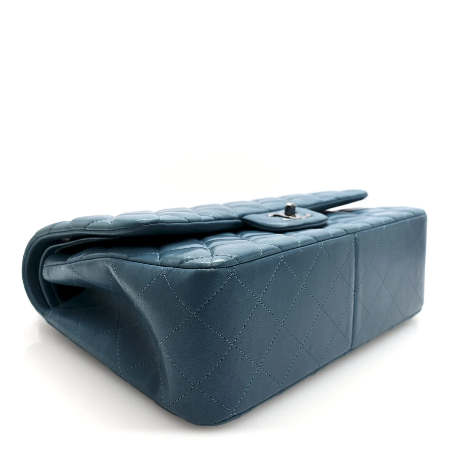 Lambskin Quilted Jumbo Double Flap Turquoise - Image 4