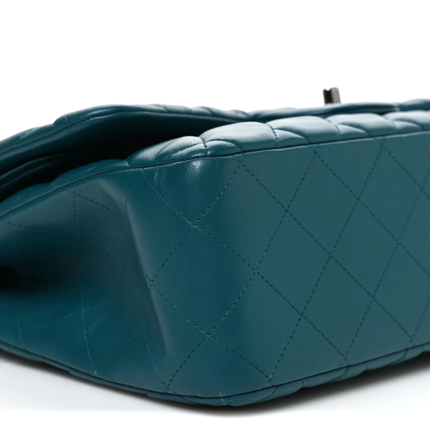 Lambskin Quilted Jumbo Double Flap Turquoise - Image 9