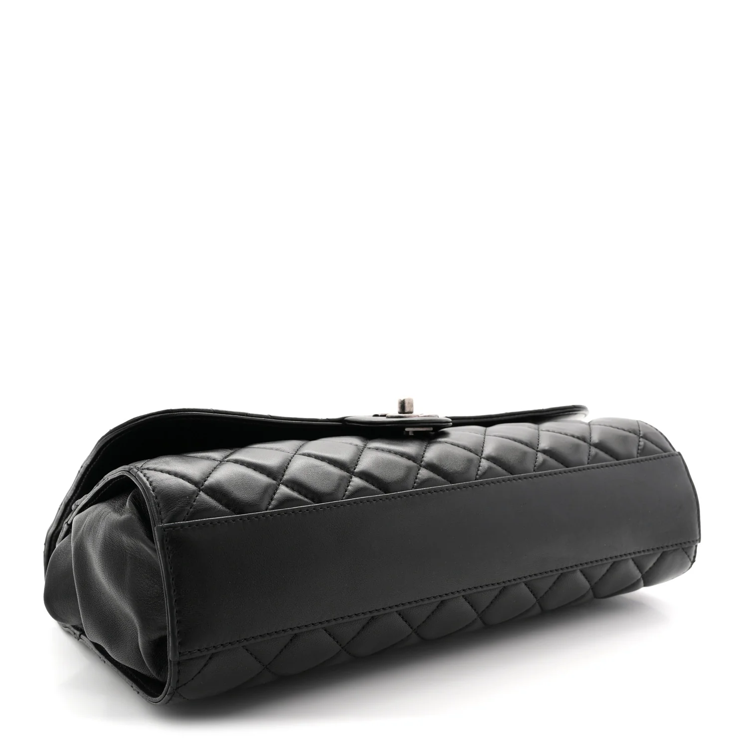 Lambskin Quilted Jumbo Grocery By Chanel Drawstring Shopping Bag Black - Image 4