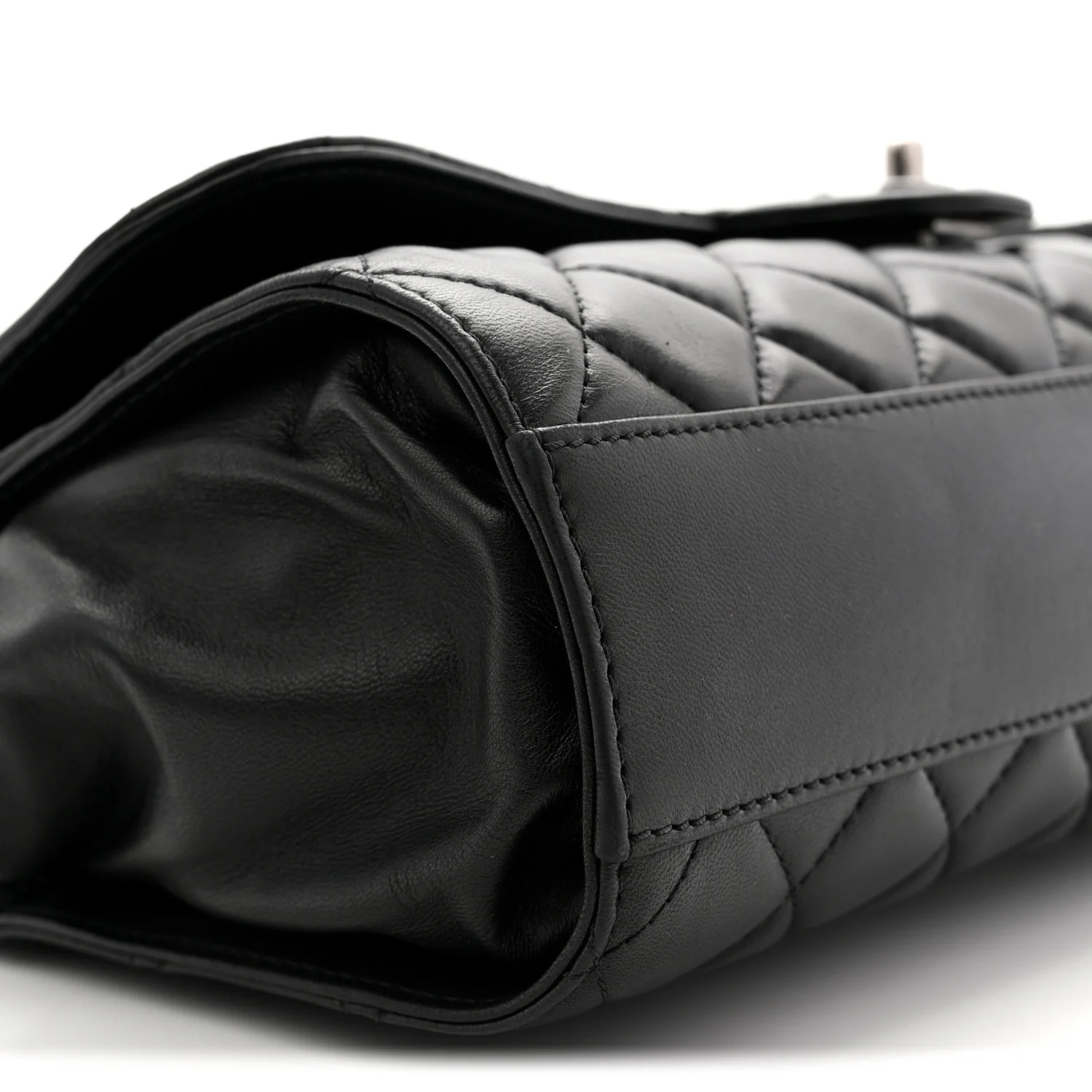 Lambskin Quilted Jumbo Grocery By Chanel Drawstring Shopping Bag Black - Image 9