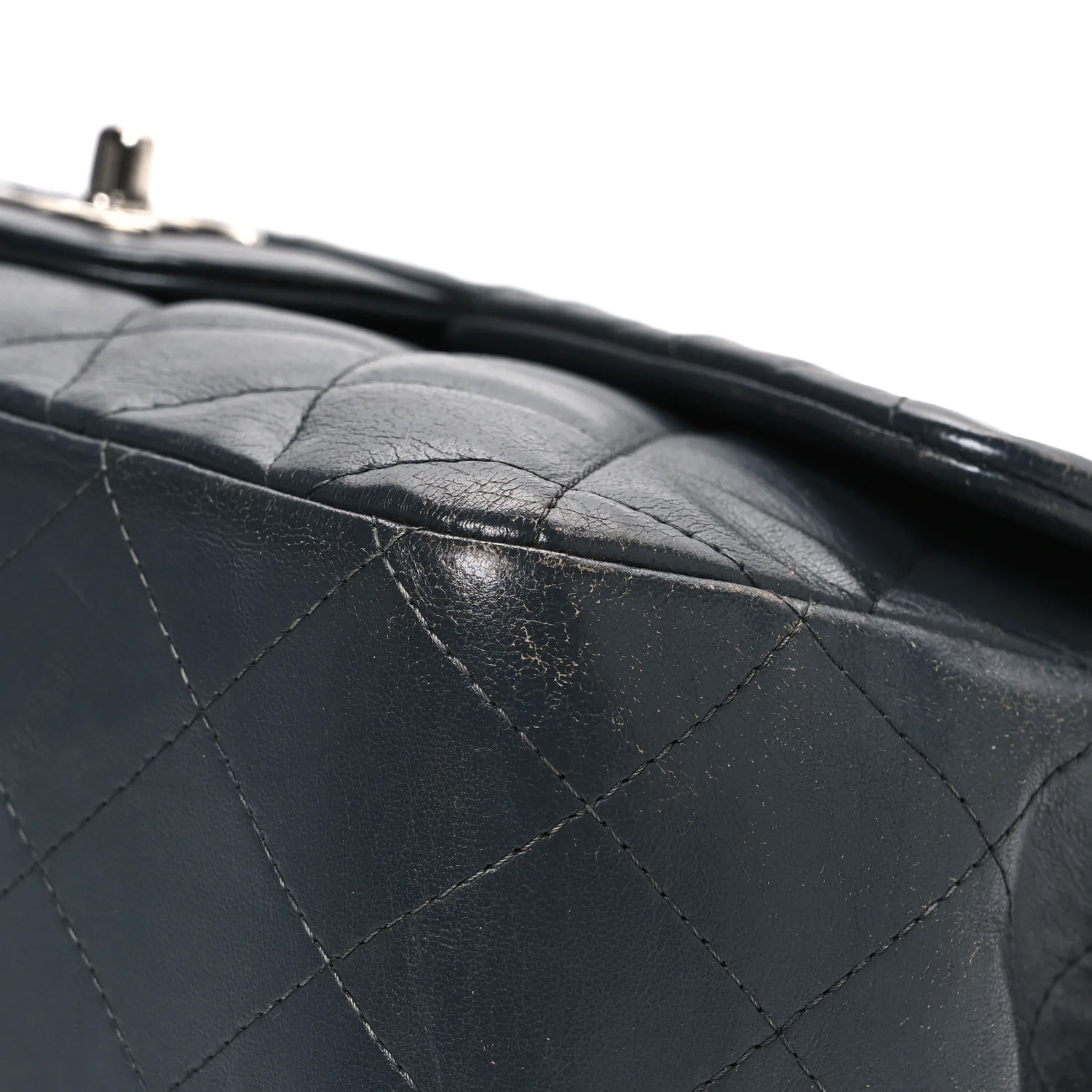 Lambskin Quilted Jumbo Single Flap Grey - Image 10
