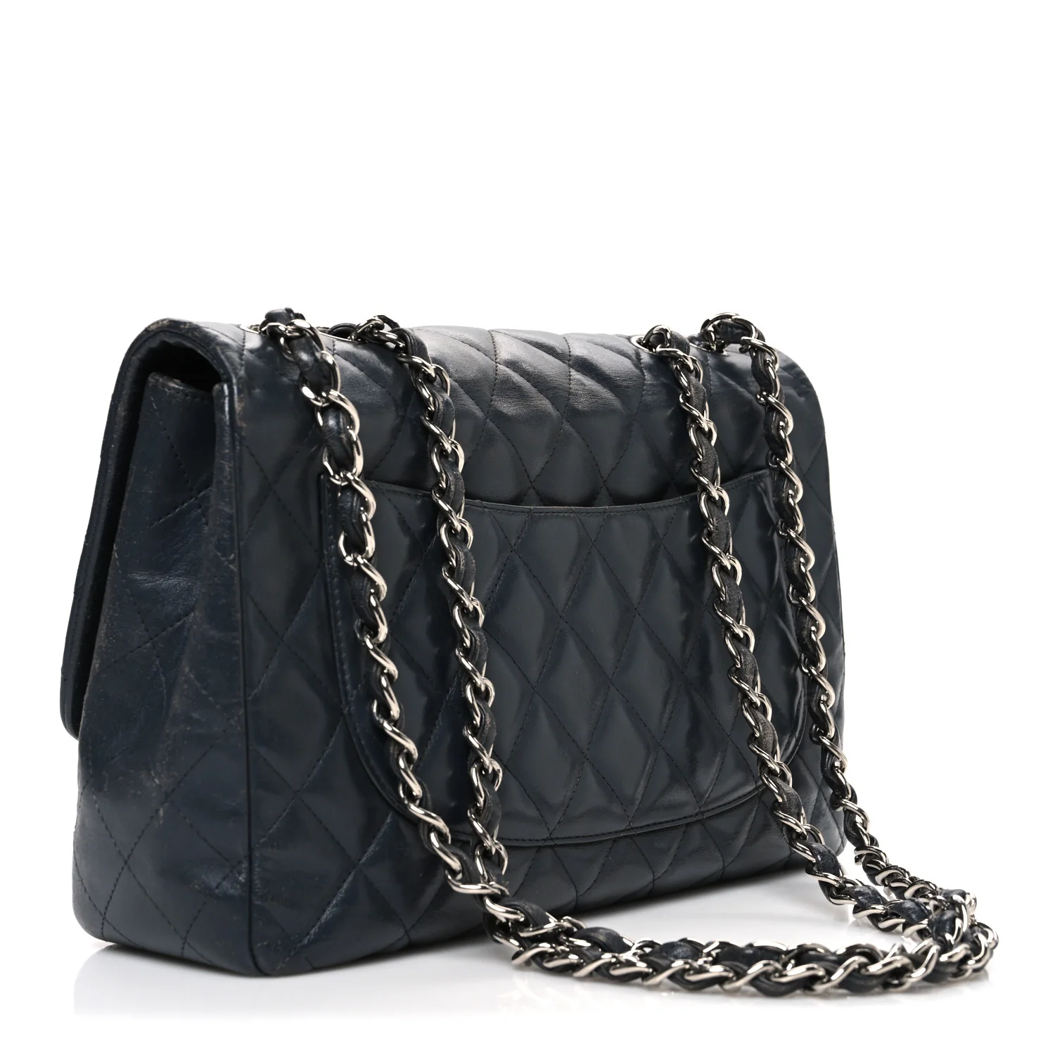 Lambskin Quilted Jumbo Single Flap Grey - Image 3