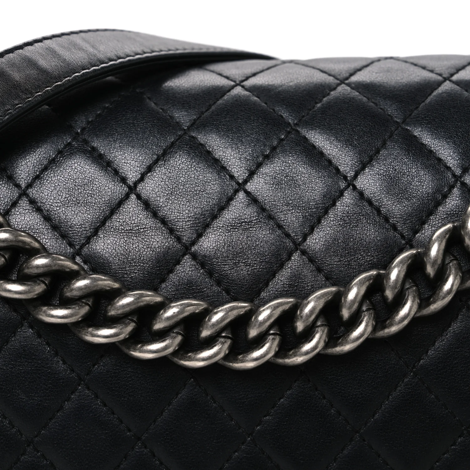 Lambskin Quilted Large Boy Flap Black - Image 8
