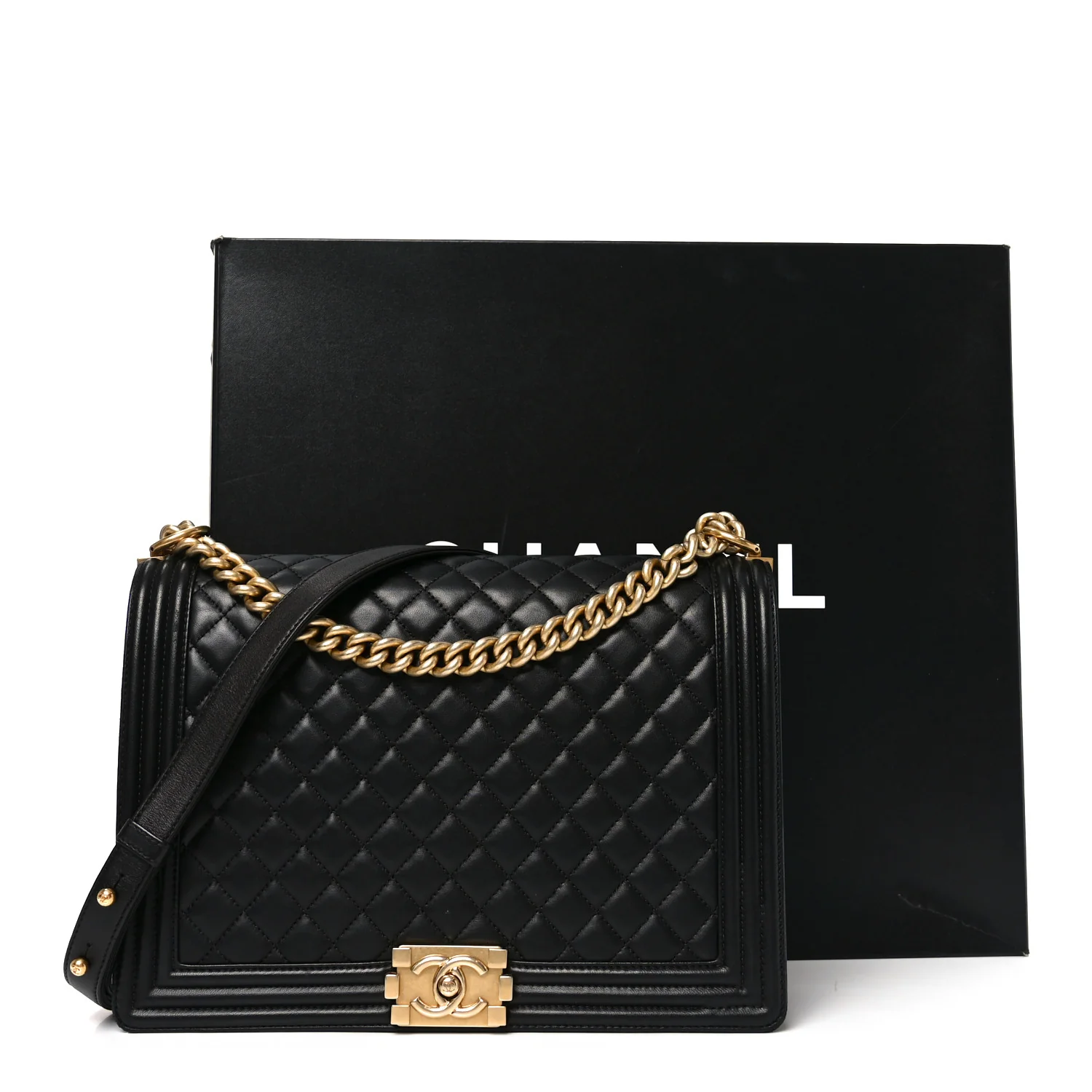 Lambskin Quilted Large Boy Flap Black - Image 11