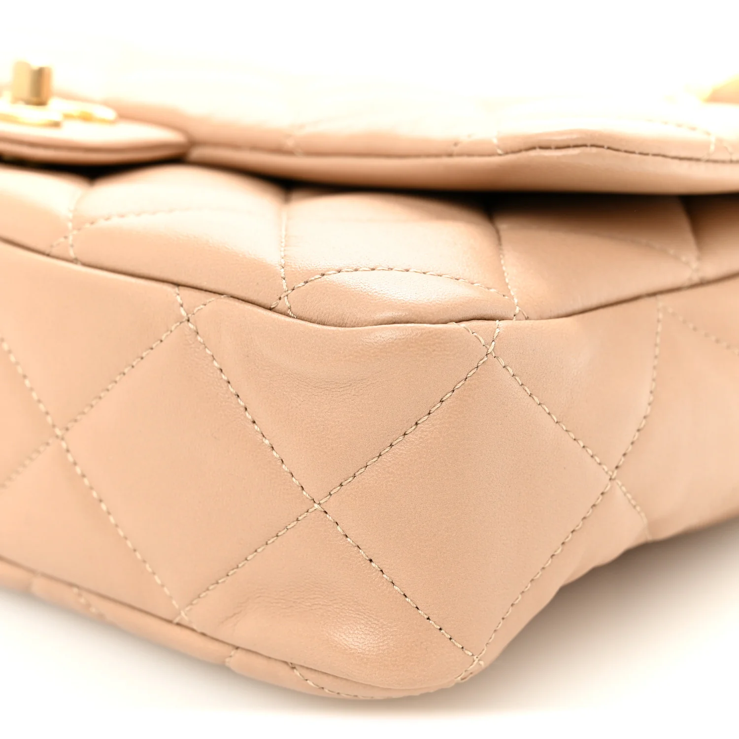 Lambskin Quilted Large CC Funky Town Flap Beige - Image 10