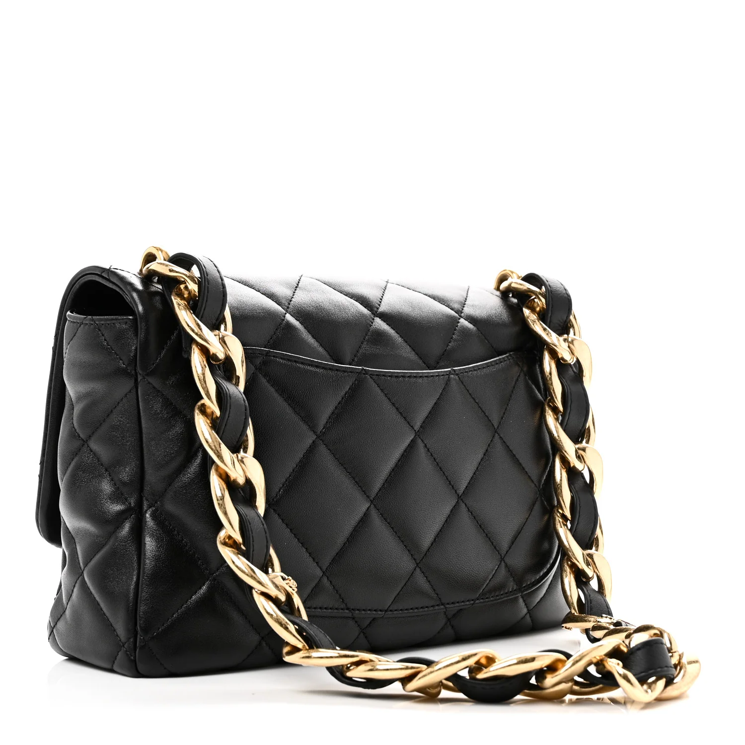Lambskin Quilted Large CC Funky Town Flap Black - Image 3