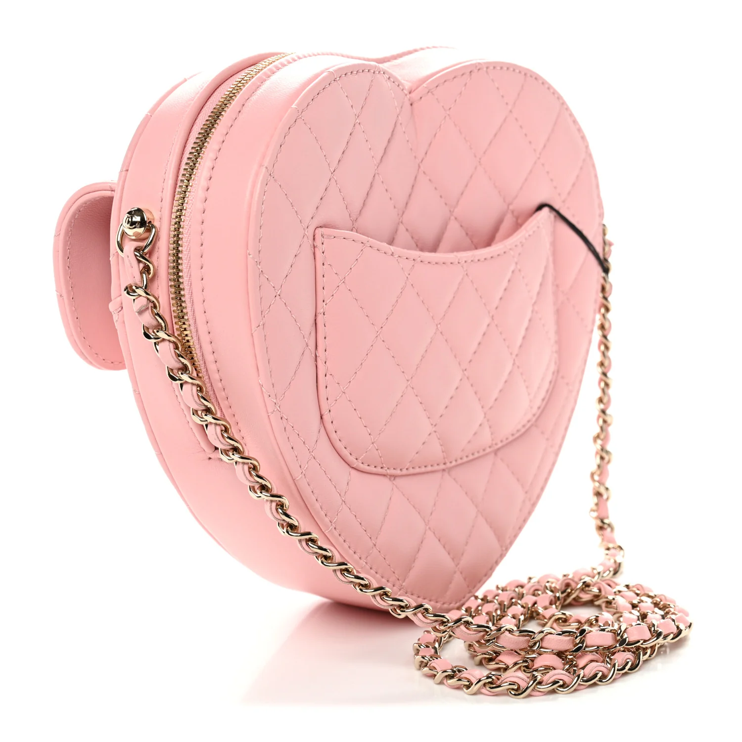 Lambskin Quilted Large CC In Love Heart Bag Light Pink - Image 3