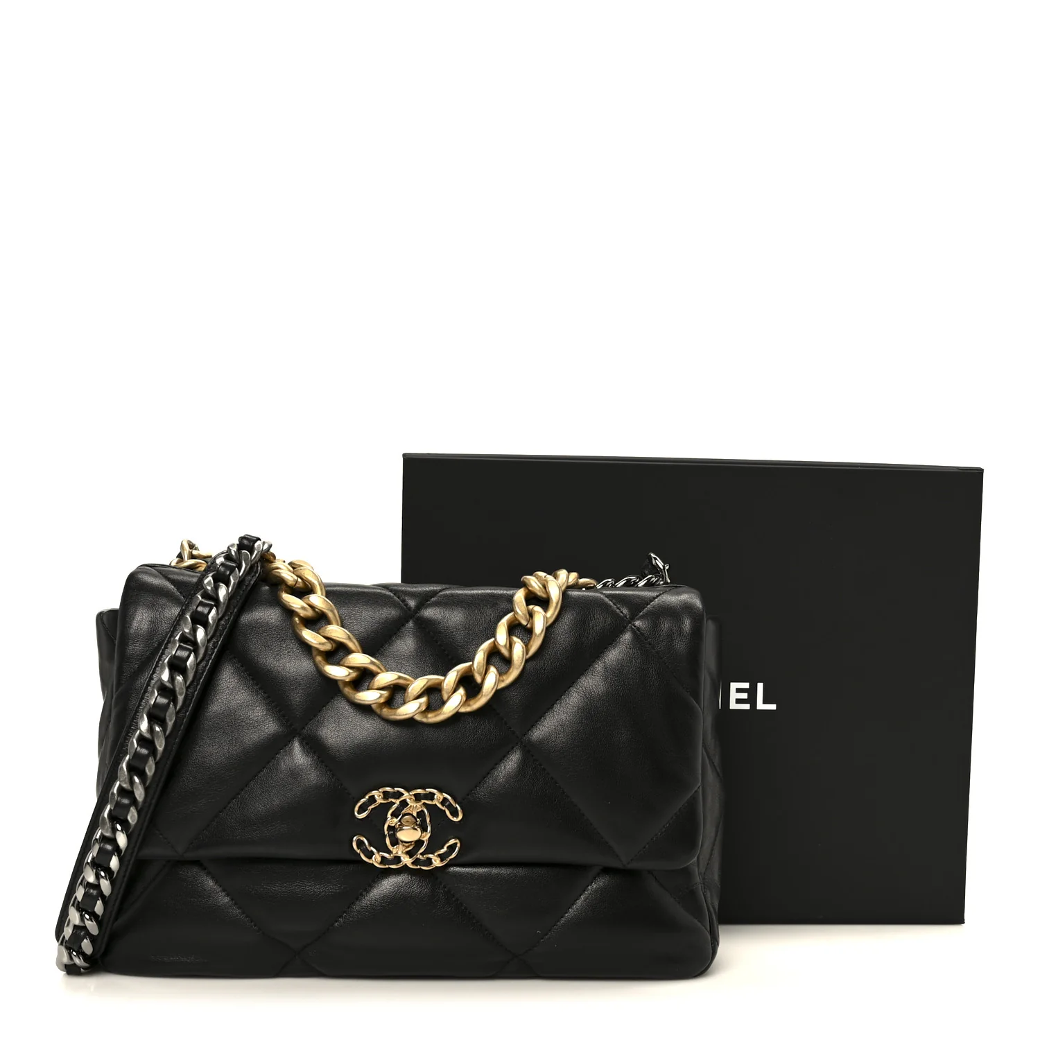 Lambskin Quilted Large Chanel 19 Flap Black - Image 11
