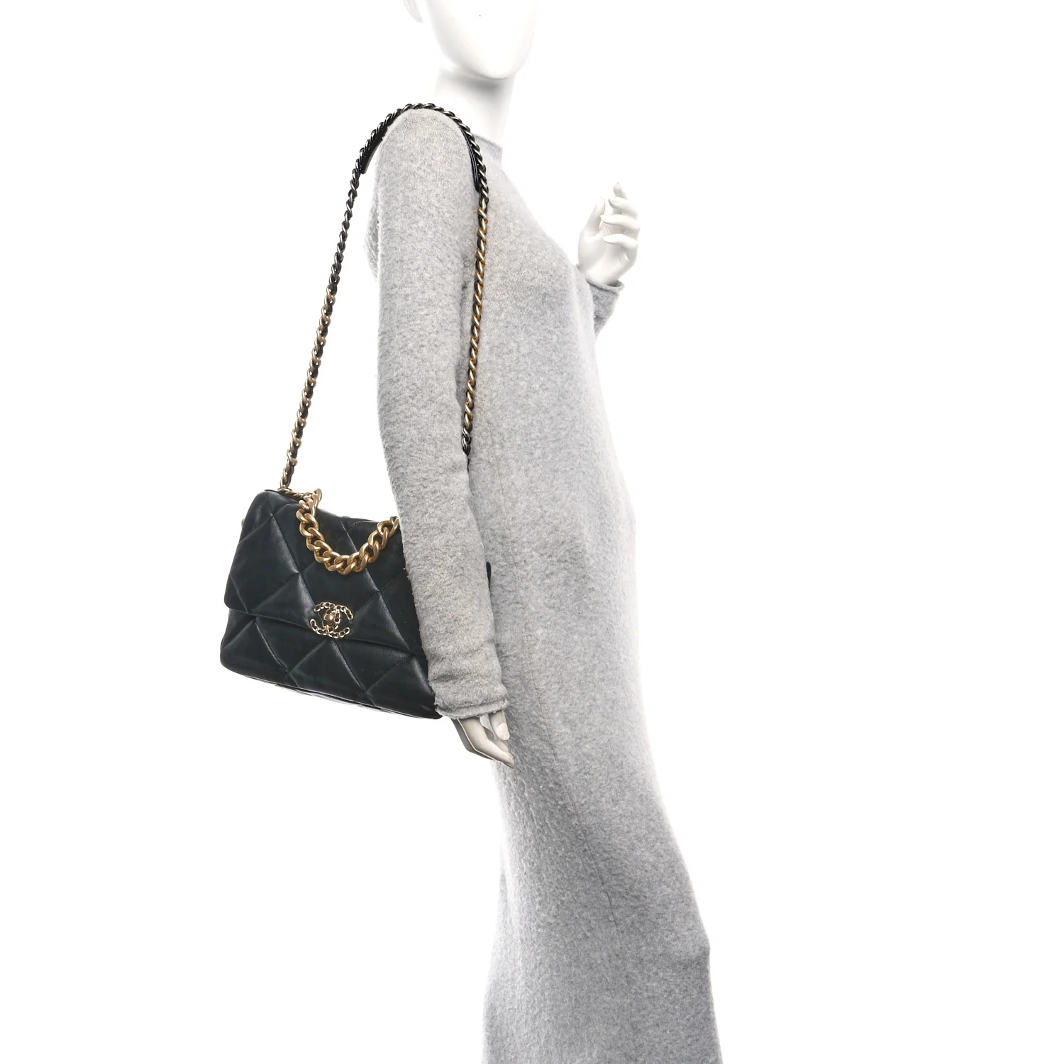Lambskin Quilted Large Chanel 19 Flap Black - Image 2