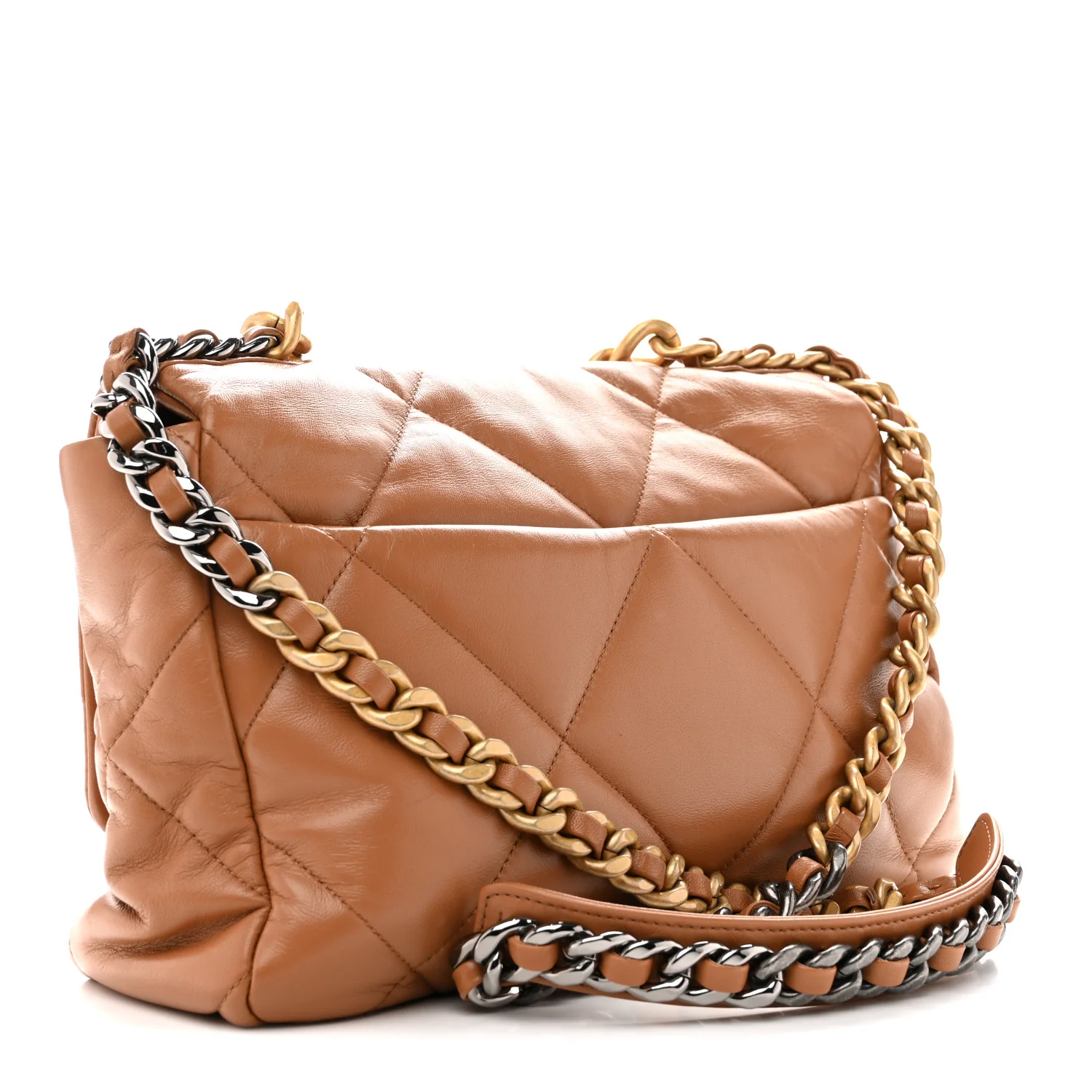 Lambskin Quilted Large Chanel 19 Flap Brown - Image 3