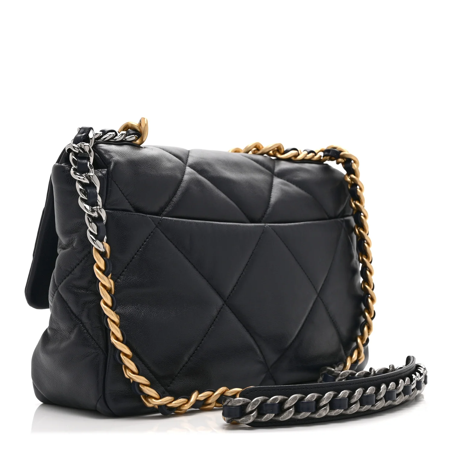 Lambskin Quilted Large Chanel 19 Flap Navy Blue - Image 3