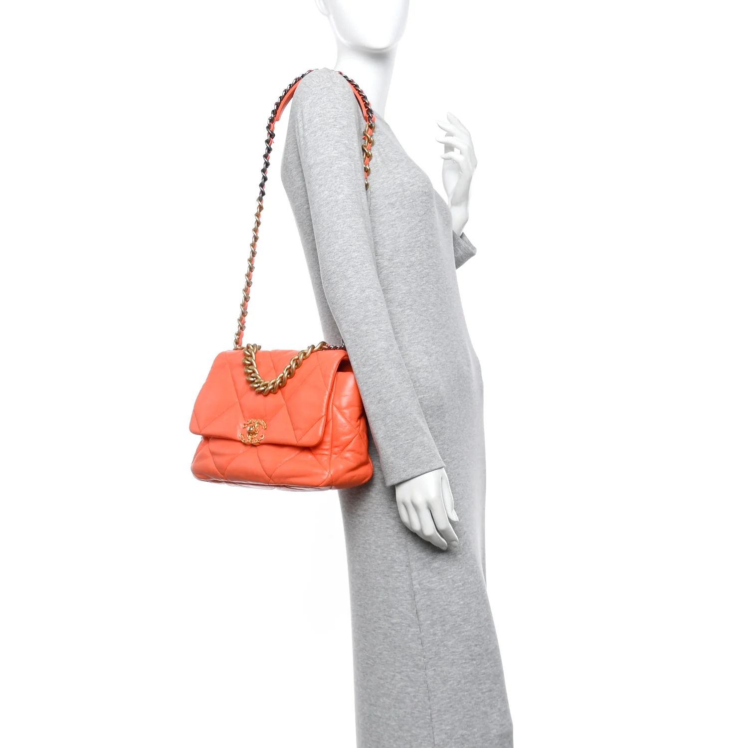Lambskin Quilted Large Chanel 19 Flap Orange - Image 2