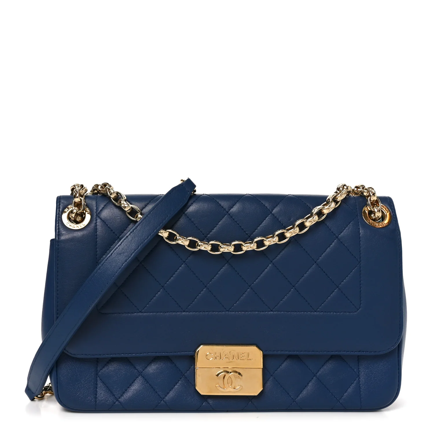 Lambskin Quilted Large Chic With Me Flap Navy