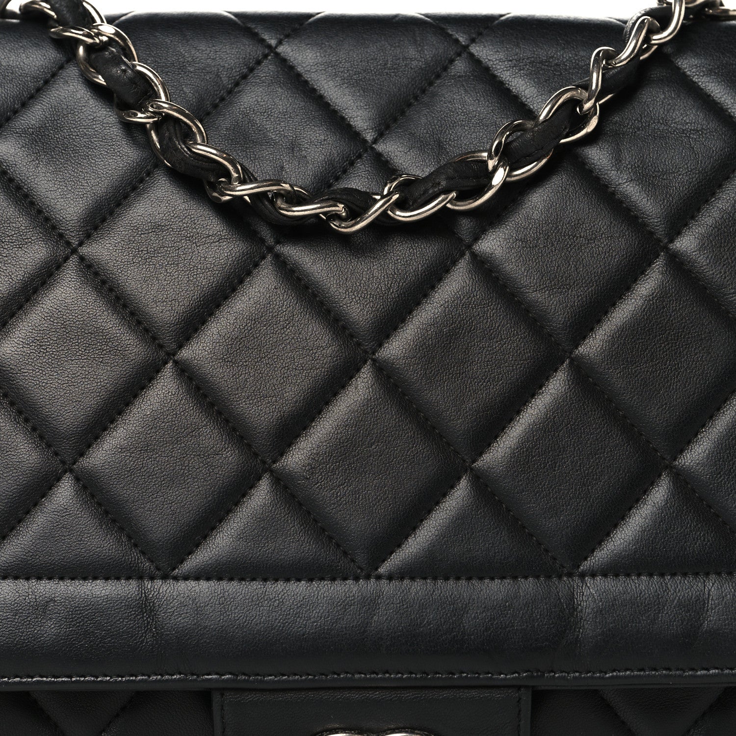 Lambskin Quilted Large Coco Rider Flap Black - Image 8