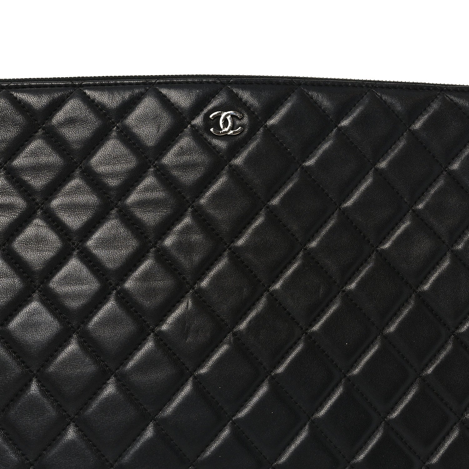 Lambskin Quilted Large Cosmetic Case Black - Image 8