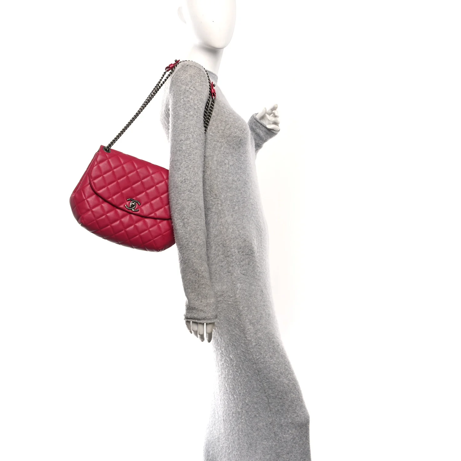 Lambskin Quilted Large Daily Supple Flap Dark Pink - Image 2