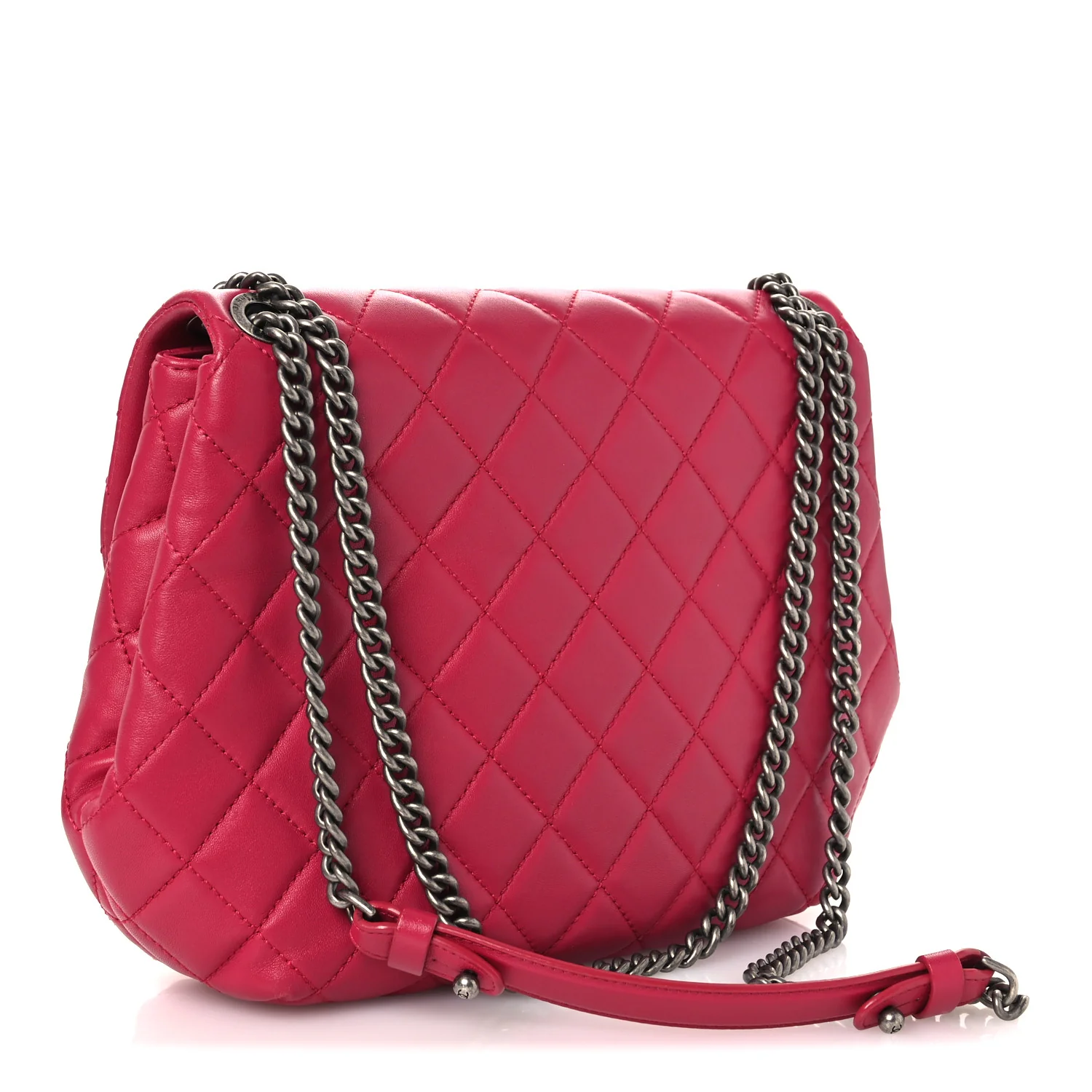 Lambskin Quilted Large Daily Supple Flap Dark Pink - Image 3
