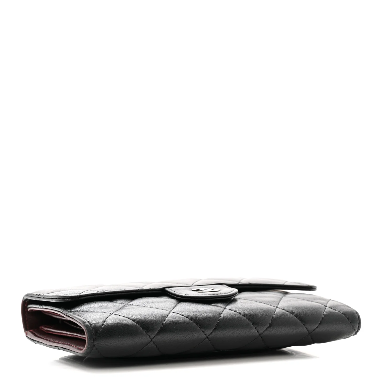 Lambskin Quilted Large Flap Wallet Black - Image 4