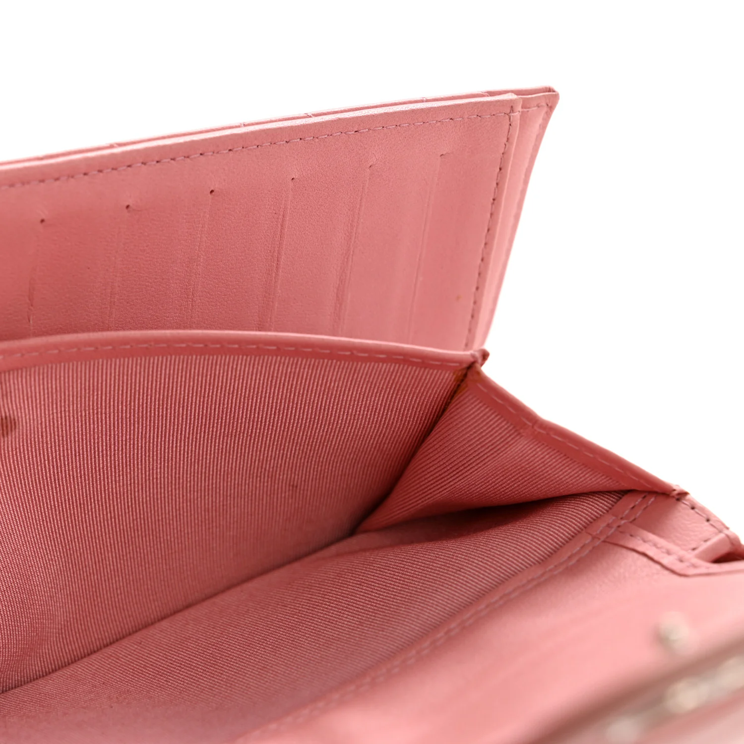 Lambskin Quilted Large Flap Wallet Pink - Image 10