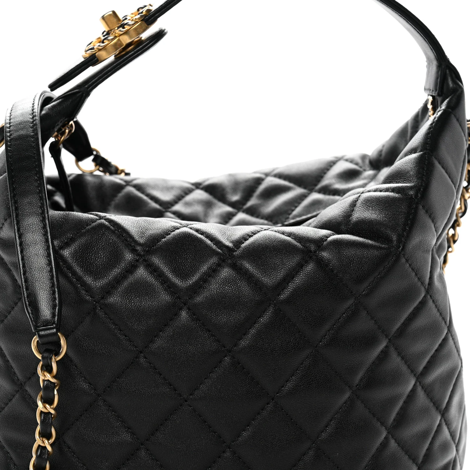 Lambskin Quilted Large Perfect Meeting Hobo Black - Image 8