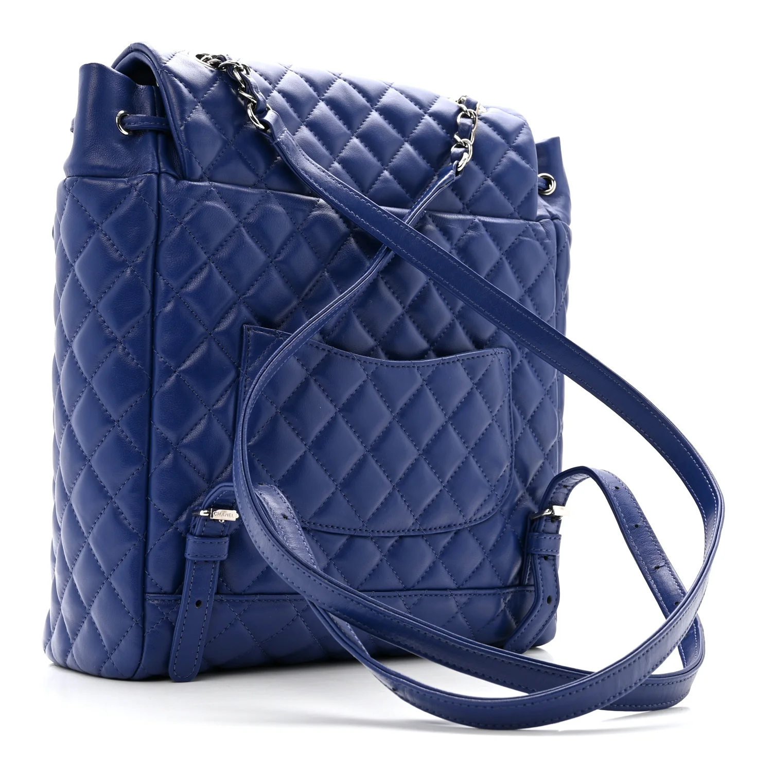 Lambskin Quilted Large Urban Spirit Backpack Blue - Image 3