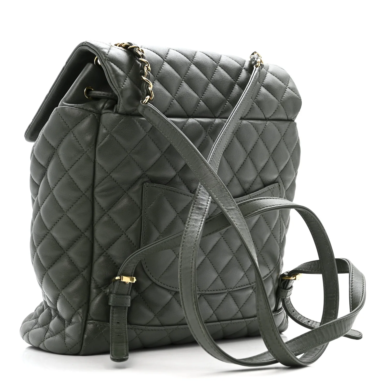 Lambskin Quilted Large Urban Spirit Backpack Dark Green - Image 3