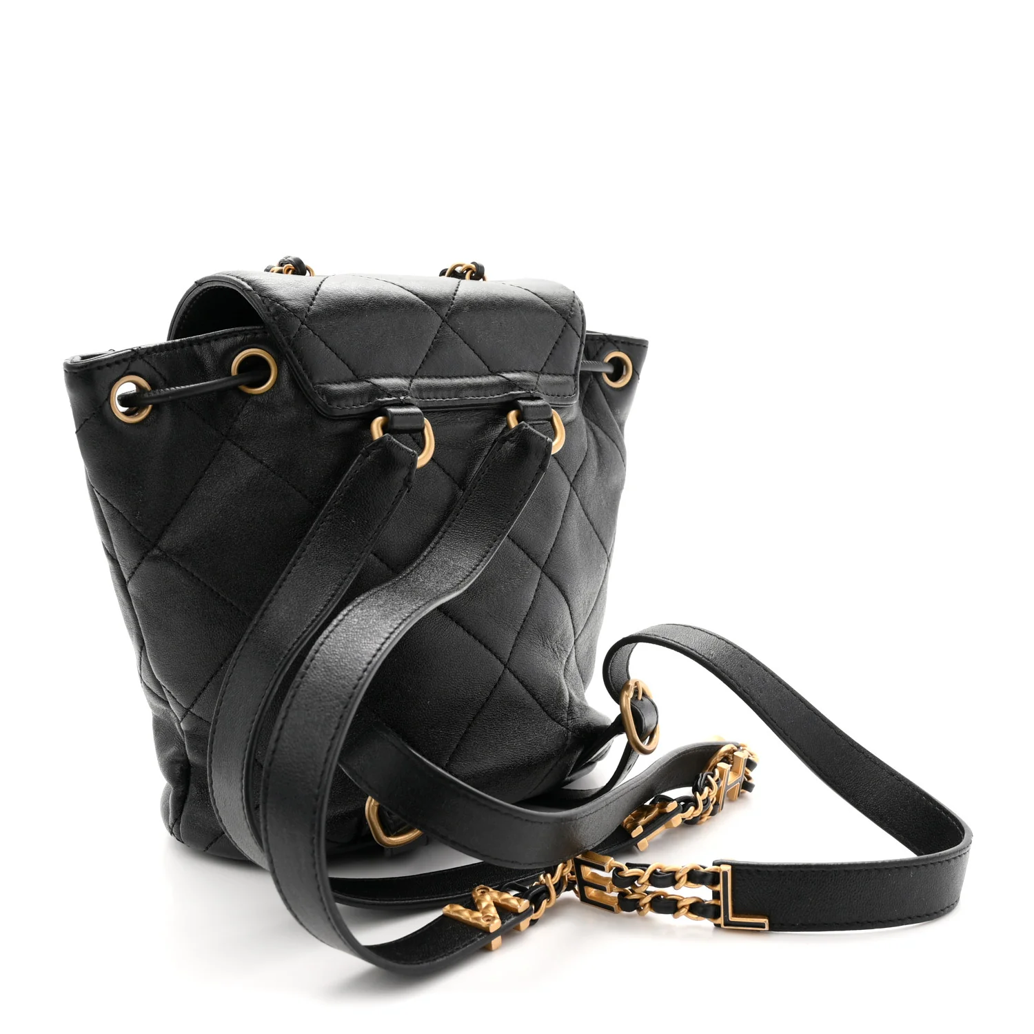 Lambskin Quilted Logo Mini Backpack Black - Image 3