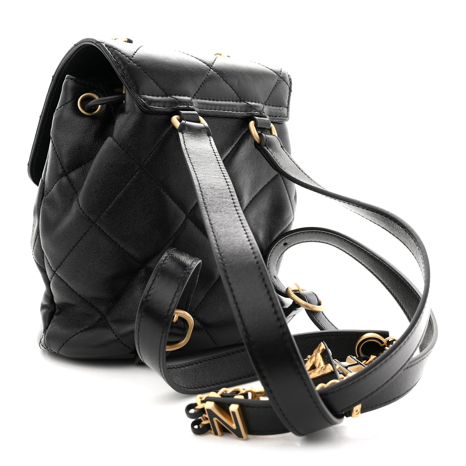 Lambskin Quilted Logo Mini Backpack Black - Image 3