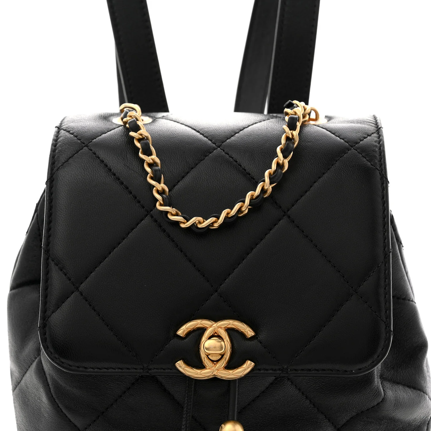 Lambskin Quilted Logo Mini Backpack Black - Image 8