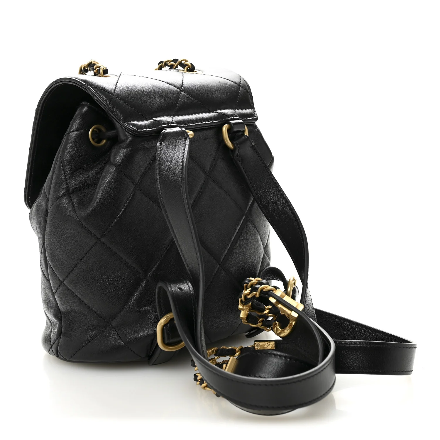Lambskin Quilted Logo Mini Backpack Black - Image 3